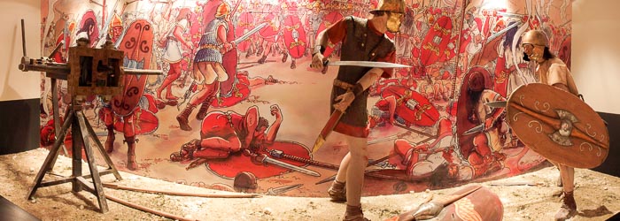 Recreación de batalla con soldados iberos y romanos